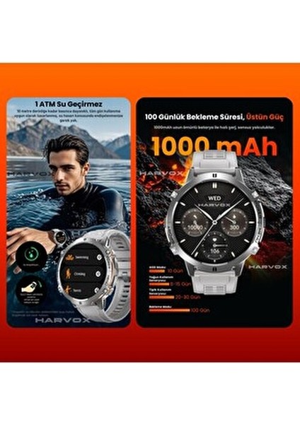 Harvox X2 Pro Tanksaat 100GÜN Şarj Ios ve Android Uyumlu Bildirimleri Görme Konuşabilme Akıllı Saat fırsatları