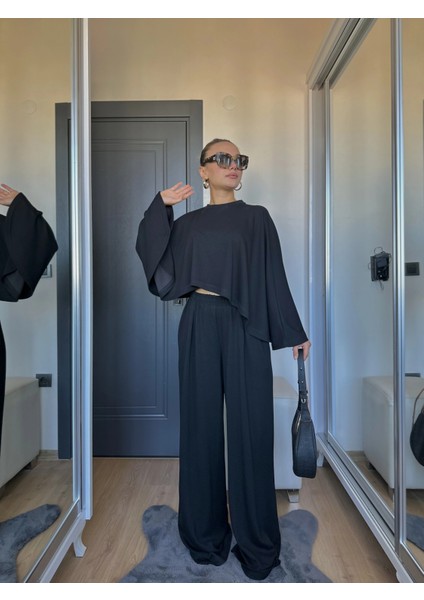 Kadın Panço Takım Siyah