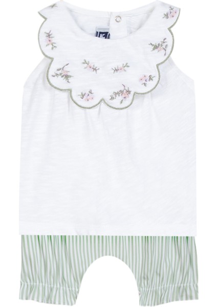 Nakışlı Renkli Kolsuz Tunik ve Kısa Pantolon Kız Bebek 2'li Set fiyatları