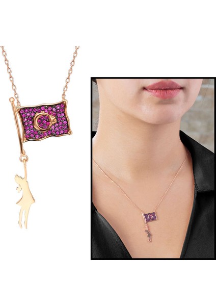 - 925 Ayar Gümüş Ayyıldız Rose Gold Kolye modelleri