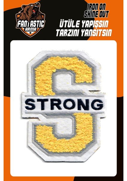 Ütü ile Yapışan Dokuma Arma Peluş Kolej Punch Harf Sarı Strong, S Modeli