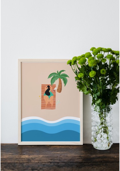 Summer Sunbathe Ahşap Rengi Çerçeveli Tablo 20X30 cm fiyatları
