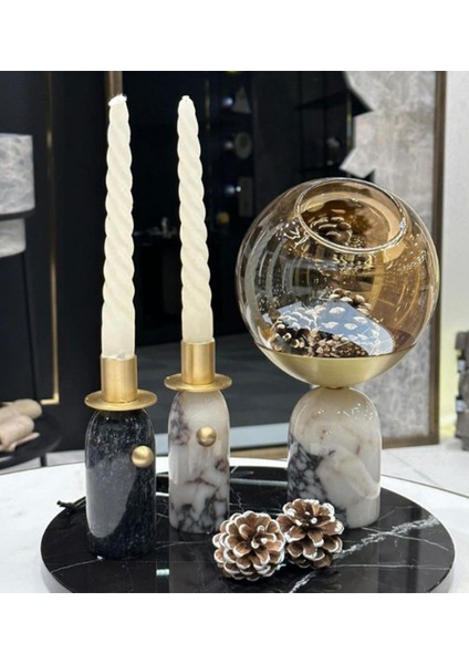 Ola Beyaz Gold Mermer Detaylı Cam Vazo 7,5 x 27 cm fiyatları