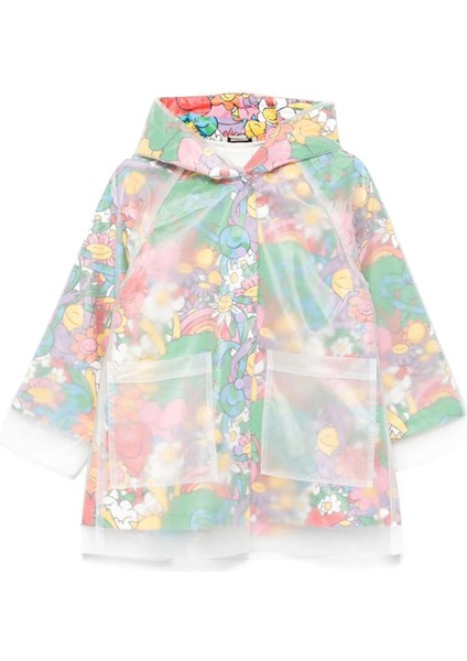 Çok Renkli Çiçekli Kız Çocuk Palto