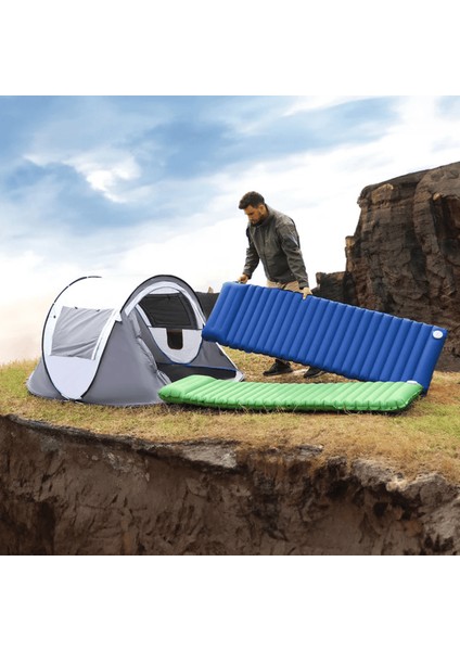 Koyu Mavi Dört Mevsim Dahili Çıkarılabilir Pompa Vakum ve Kamp Lambası Özellikli Şişme Uyku Matı fiyatları