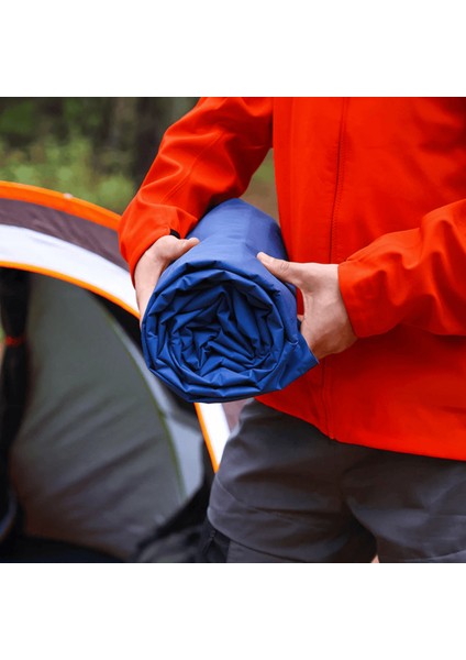 Koyu Mavi Dört Mevsim Dahili Çıkarılabilir Pompa Vakum ve Kamp Lambası Özellikli Şişme Uyku Matı