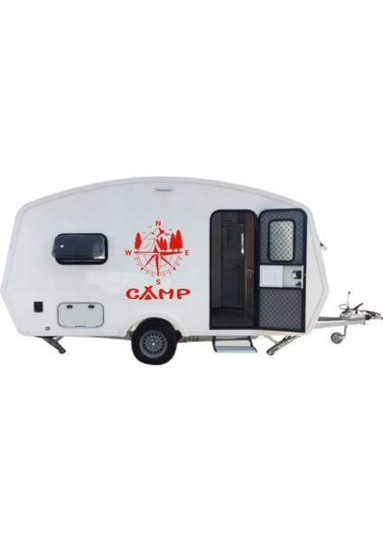 Karavan Camp, Pusula, Dağ, Doğa, Sticker Çekme Karavan, Moto Karavan
