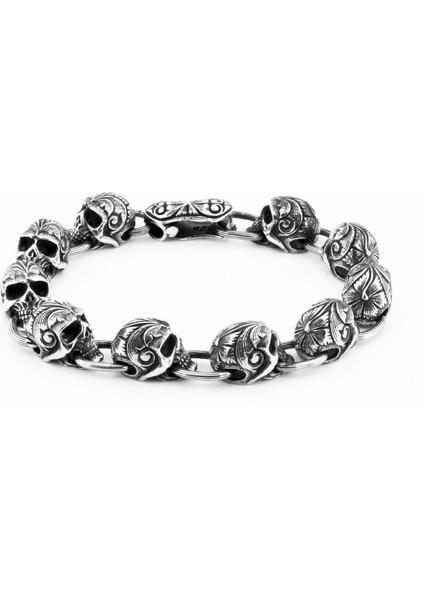 3D Engraved Skull Erkek Gümüş Bleklik fiyatları