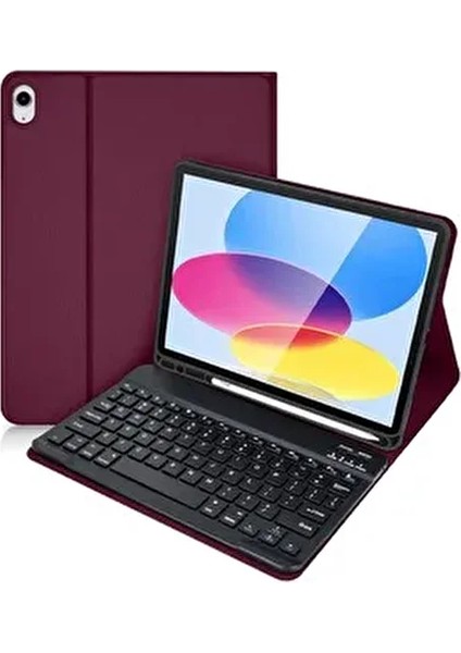 Ipad (A16) 10. Nesil 2022/2025 Uyumlu Bluetooth Türkçe Q Klavyeli Kılıfı (Tablet Değildir)