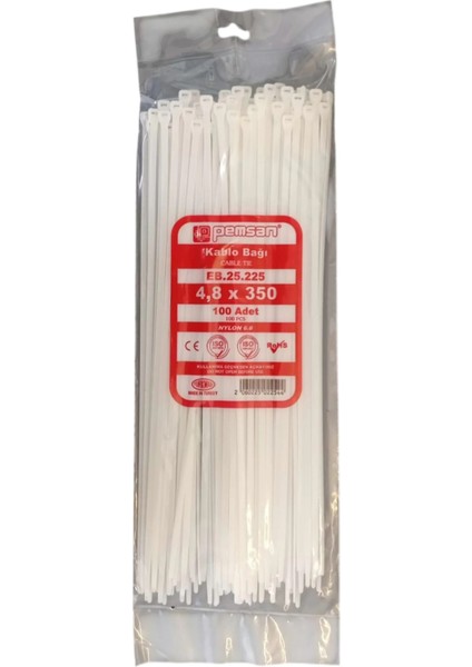 Klips Kablo Bağı 4.8X350 Beyaz (100LÜ Paket) Kablo Cırdı fiyatları
