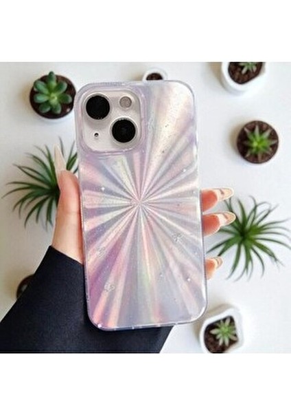Apple iPhone 13/14 Uyumlu – Çok Renkli Yıldız Patlaması Desenli Parlak Şeffaf Silikon Kılıf Hologram fiyatları