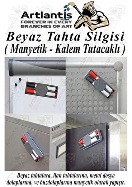 Yazı Tahta Silgisi Plastik Mıknatıslı 3 Adet Beyaz Yazı Tahtası Silgisi Manyetik Kaliteli Keçe Uçlu fırsatları