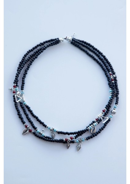 Etnik Otantik Siyah Çoklu Kolye
