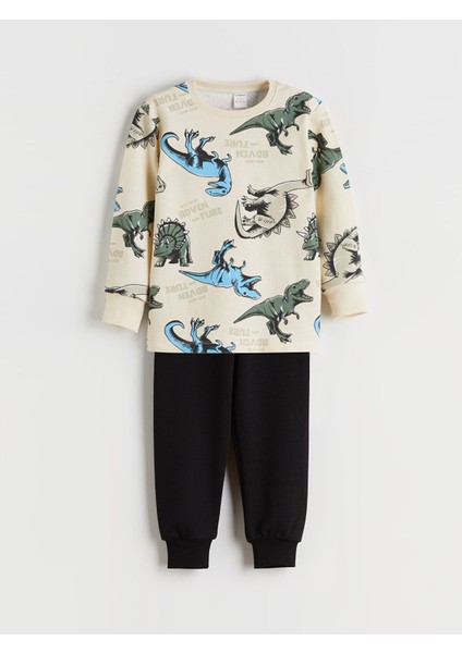 Yeni Sezon Dinazor Baskılı Erkek Çocuk Pijama Takımı