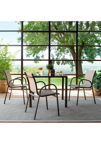 Holly Antique Iron Beige Alüminyum Kumaş Bahçe Sandalyesi fırsatları
