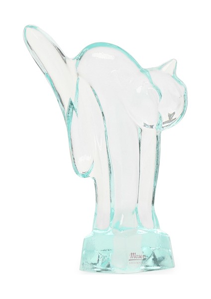 Yeşil Kedi Figürlü Kristal Biblo