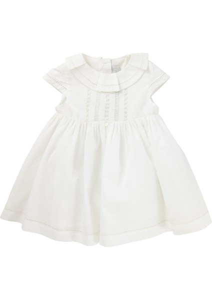 Beyaz Kısa Kollu Kız Bebek Elbise