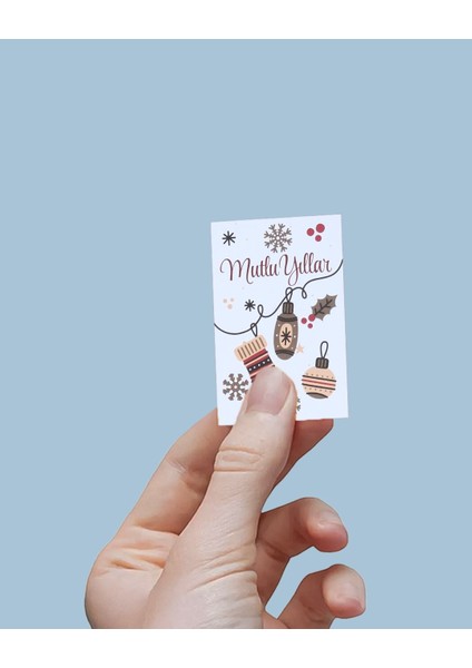 Yılbaşı Mutlu Yıllar Yazılı Hediye Kart Seti, Çorap Temalı Paketleme Kartı, 25 ADET-6,5X10 Cm, Beyaz fiyatları