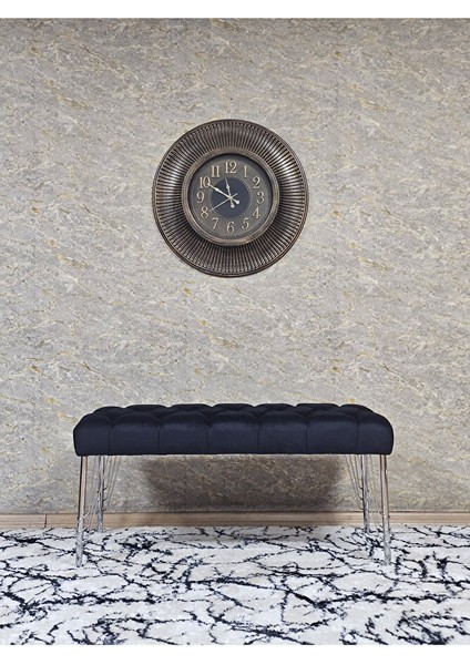 Krom Tel Ayaklı 90 cm Puf Bench - Puf - Bench - Kasalı Oturak - Oturak - Yatak Ucu Puf Siyah Renk 90 x 40 Boyut/ebat modelleri