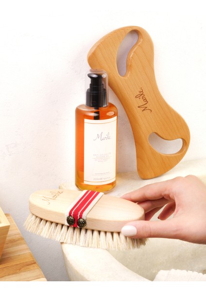 Selülit Karşıtı Masaj Yağı 200 ml + Doğal At Kılı Fırçası ve Ahşap Masaj Aleti 3’lü Bakım Seti indirimleri