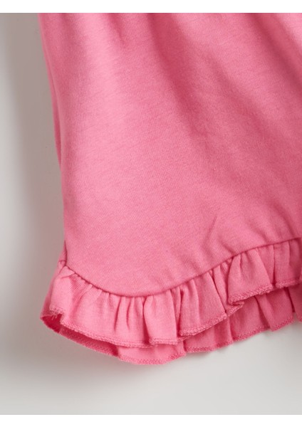 Yeni Sezon Beli Lastikli Basic Kız Bebek Şort 2'li modelleri