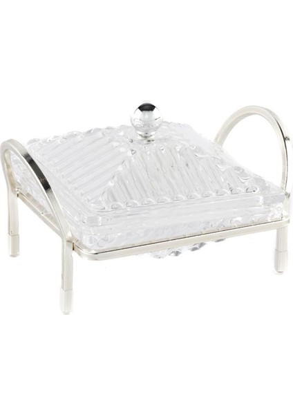 Gümüş Standlı Kapaklı Servislik 16 x 14 cm