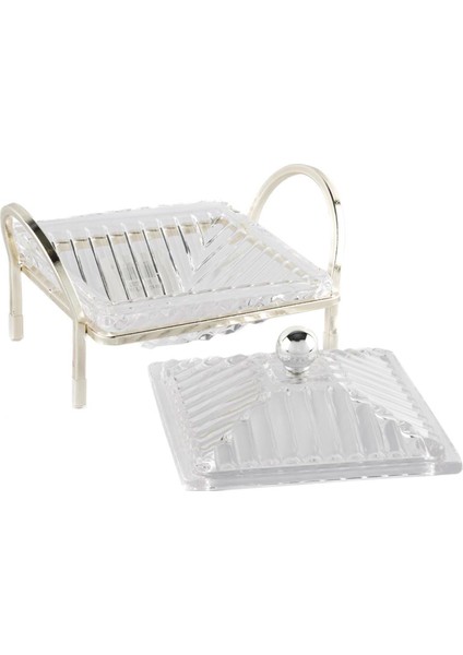 Gümüş Standlı Kapaklı Servislik 16 x 14 cm fiyatları