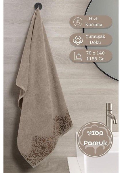 Pamuk Tekli Havlu Jakarlı Karna Home Klover - 70 x 140 indirimleri