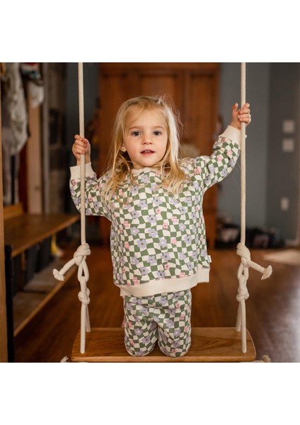 Grafik Çiçek Desenli Sweatshirt & Tayt Kız Bebek 2'li Set indirimleri