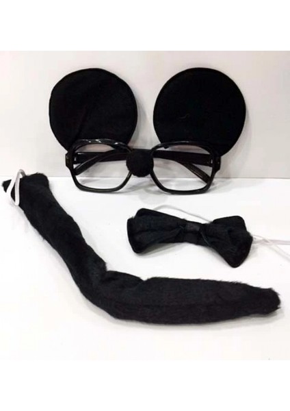 Mickey Mouse Gözlüğü Papyonu Kuyruğu Seti (4887)