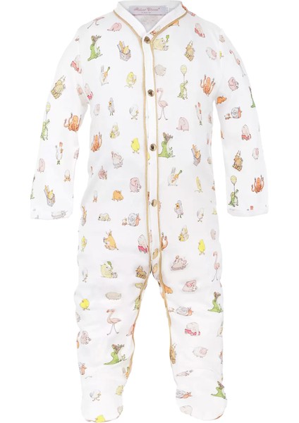 Çok Renkli Baskılı Unisex Bebek Patikli Tulum
