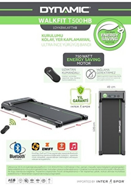 Garantili Dynamic T500 Koşu Bandı Yağlama Gerektirmez Kolsuz Bluetooth Uzaktan Kumanda Hoparlör fırsatları