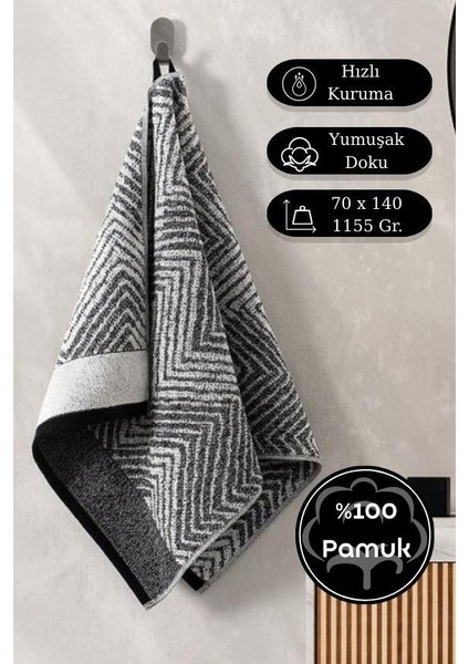 Pamuk Tekli Havlu Jakarlı Karna Premıum Alvaro - 70 x 140