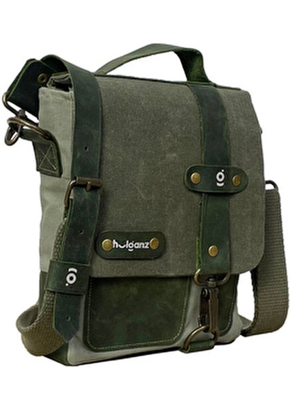 Retro Desenli Hakiki Deri ve Mumlu Kanvas Postacı & El Çantası 17X20 cm fiyatları