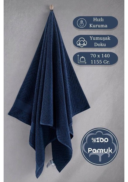 Pamuk Tekli Havlu Jakarlı Karna Premıum Zander - 70 x 140