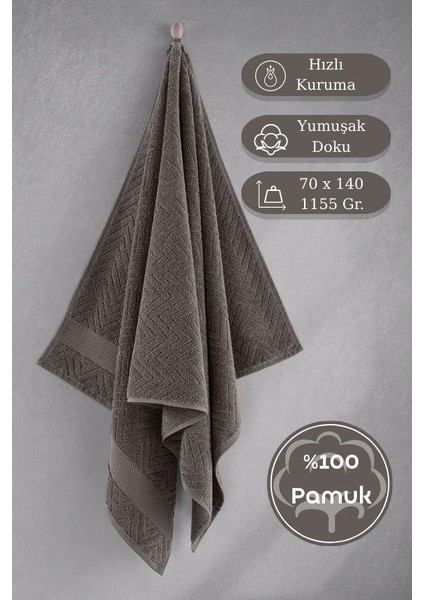 Pamuk Tekli Havlu Jakarlı Karna Premıum Zander - 70 x 140 modelleri