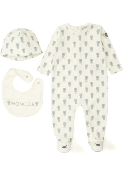Beyaz Mavi Unisex Bebek 3'lü Yeni Doğan Seti
