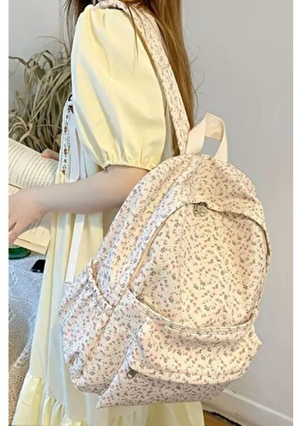 4 Bölmeli Geniş Ebatlı Desenli Kadın Sırt Çantası - Günlük Kullanım Kadın Sırt Çantası