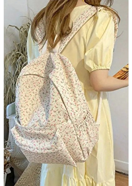 4 Bölmeli Geniş Ebatlı Desenli Kadın Sırt Çantası - Günlük Kullanım Kadın Sırt Çantası