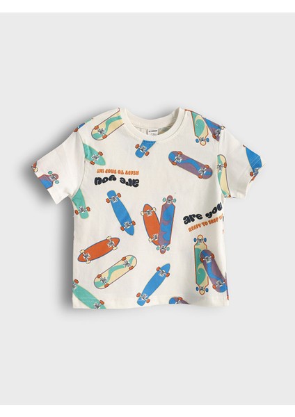 Yeni Sezon Bisiklet Yaka Baskılı Erkek Çocuk Tişört 2'li fiyatları