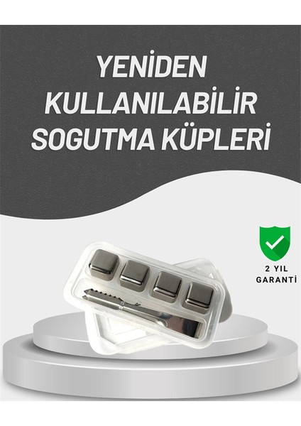 Allzey Çevre Dostu Metal Buz Küpü ve Kullanışlı Klips Seti