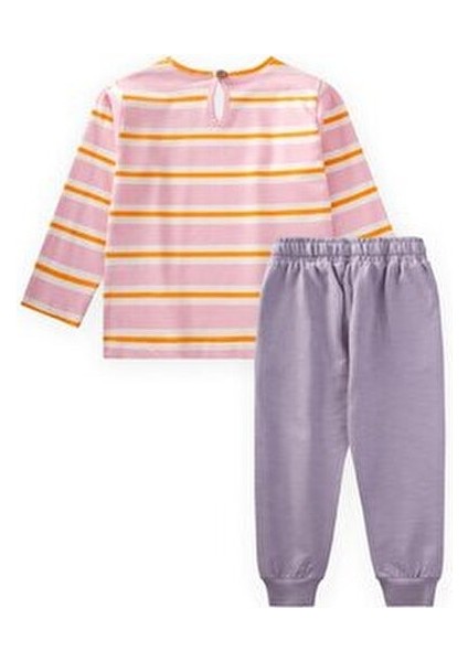 Çizgili Uzun Kollu T-Shırt Takım 2-12 Yaş Pembe Turuncu Çizgili fiyatları