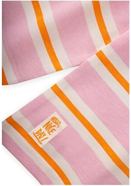 Çizgili Uzun Kollu T-Shırt Takım 2-12 Yaş Pembe Turuncu Çizgili modelleri