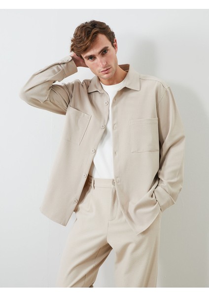 Yeni Sezon Regular Fit Poliviskon Cepli Erkek Gömlek Ceket