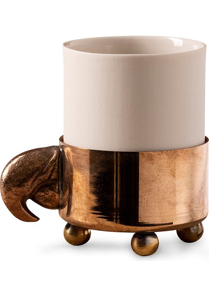 Papanok Bronz Beyaz Porselen Espresso Fincanı