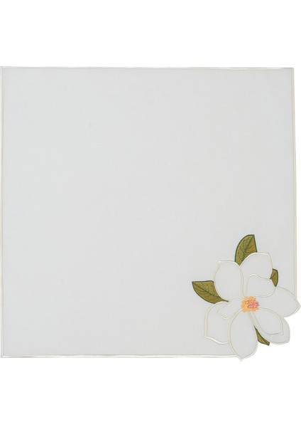 Manolya Detaylı Beyaz Keten 2’li Peçete Seti