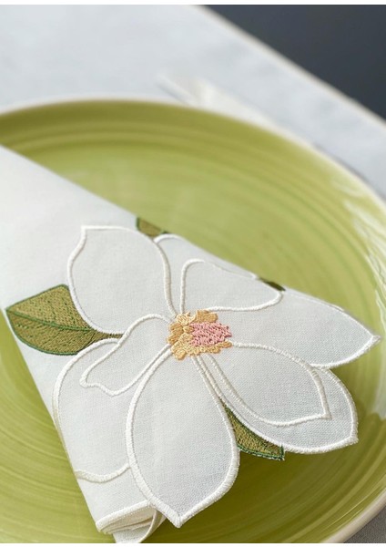 Manolya Detaylı Beyaz Keten 2’li Peçete Seti modelleri