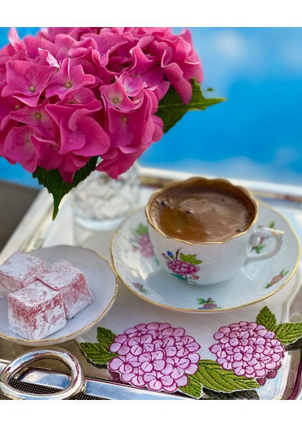 Pembe Ortanca Desenli Keten 4'lü Bardak Altlığı Seti fiyatları