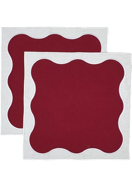 Nora Bordo Keten Kare 2'li Peçete Seti