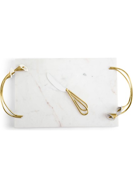 Calla Lily Mermer 2 Parça Peynir Tabak ve Bıçak Seti fiyatları